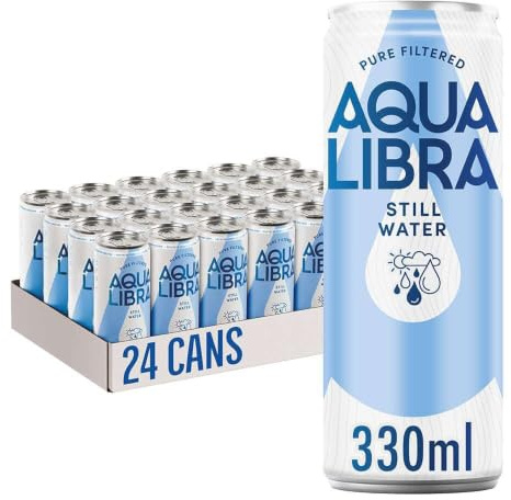 Aqua Libra Still Water, 330 ml, Pack of 24 Cans | Still water with NO sugar, NO sweeteners and NO artificial flavours