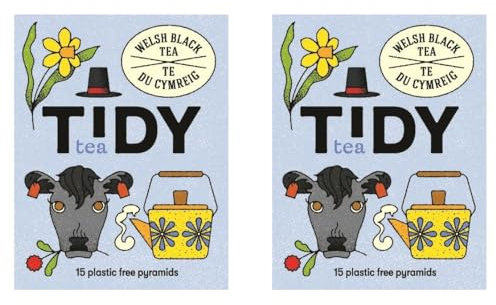 Tidy Tea, Organic Welsh Black Tea, 2 x 15 Plastic Free Pyramid Tea Bags, an All Day Breakfast Tea