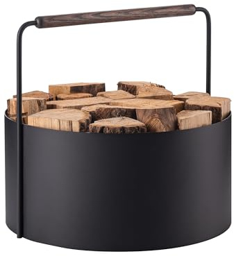 blomus Holzkorb -ASHI- | Farbe Brown Oak | Größe L | Aus pulverbeschichtetem Stahl und Eiche; Maße 45 x 45 x 22,3 cm
