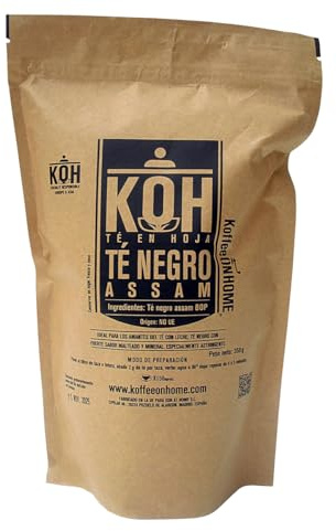 KoffeeONHOME Té Negro Assam India Natural en hoja Granel 350 g