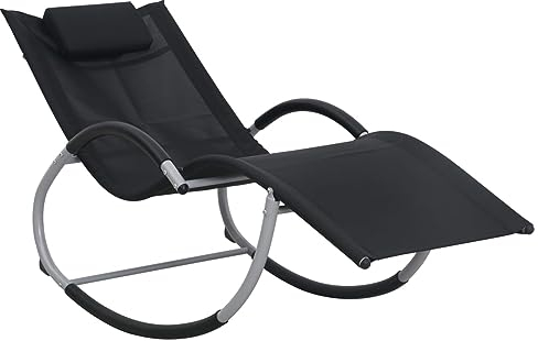 JUDYY Sonnenliege mit Kissen Schwarz Textilene, Gartenliege, Liegestuhl, Sonnenstuhl, Sonneninsel Outdoor, Liegen, Gartenmöbel, Bäderliege, Relaxliege - 47788