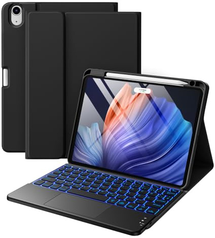 Vobafe Tastatur Hülle Trackpad für iPad Air 11 Zoll M4 M3 M2 & Air 5/4 Gen | Beleuchtete Abnehmbare Keyboard, Hülle mit Stifthalter für iPad Air 11/10.9 Zoll (2026/2025/2024/2022/2020), Schwarz