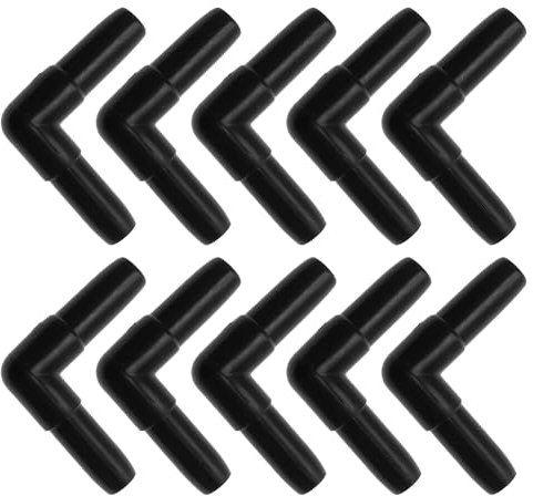 INFINAUTO Plastic Hose Barb Fittings, 3/16 L Shaped 2 Way Barb Fitting Plastic Black, 10 Pcs
