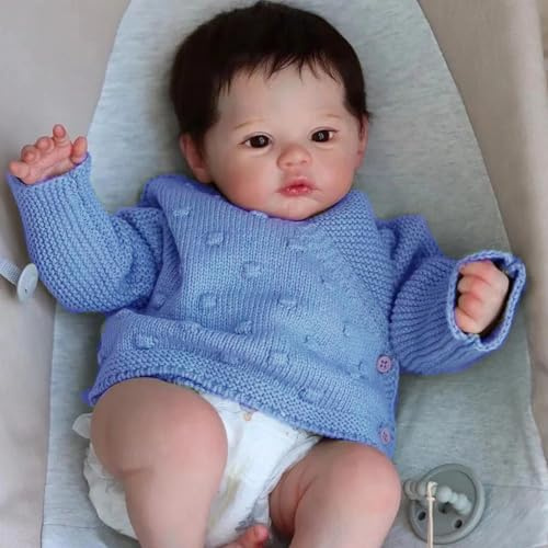 LKBOBIR Reborn Baby 20 Zoll 50cm Reborn Baby Junge Weiches Silikon-Vinyl Mit Schnuller Handgefertigt Reborn Puppen Lebensecht Jungen & MäDchen Spielzeug-Geschenke