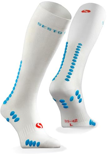 sesto senso Kompressionsstrümpfe Sport Weiß Hohe Sportsocken Wadensocken Laufsocken 47-50 White