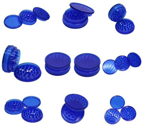 10x Plastic Herb Grinders 60mm 3 Part Magnetic Shark Teeth with Airtight Smell Proof Stash Storage (Blue)
