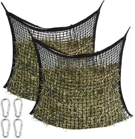 2 stycken ungnät, heunnät för hästar, 90 x 60 cm långt nätnät flaskigt, flaskformat häsnät för hästar nätnät för hästar kraftigt maskigt för hästar, får, nötkreatur, höna (svart)
