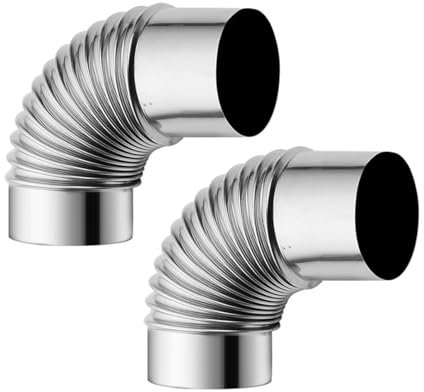 Gomito A 90 Gradi Zincato Da 2 Pezzi, Curvatura Del Rivestimento Del Camino A 90 ° Tubo Della Stufa For Canna Fumaria For Stufe A Legna Da Campeggio All'aperto Camino(120mm)