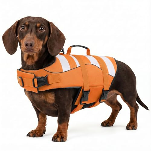 ASENKU Schwimmweste Hund,Hundeschwimmweste XS für kleine Hunde – Rettungsgriff & Auftrieb, Sicherheitsweste mit verstellbarem Brustgurt + Reflektor, für Bootfahren, Baden und Wassersport