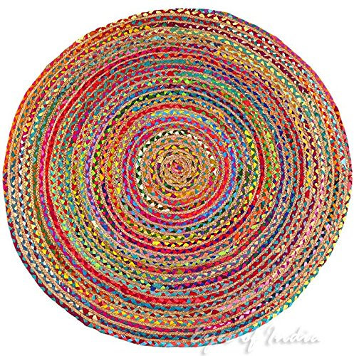 Eyes of India Bunter gewebter Chindi-Flickenteppich, dekorativer Flickenteppich, indischer Bohemian-Akzent, Boho-Chic, handgefertigt, handgewebt