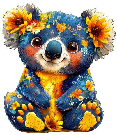 KaayeeWood Holzpuzzle Erwachsene,185 Teile Bunter Koala Holz Puzzle,Einzigartige Wooden Puzzle Mit Box Aus Holz Geburtstagsgeschenk für Erwachsene und Kinder