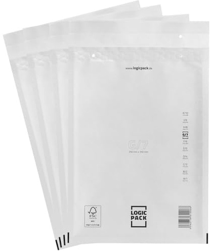 LOGIC PACK Luftpolstertaschen G7 Weiß, 10, Versandtaschen gepolstert