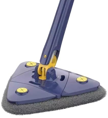 Trapeador de limpieza, plumero ajustable, herramienta de lavado de pared, trapeador plano triangular, diseño plegable, giratorio de 360 grados, mopa húmeda y seca para esquinas, techos, suelos y
