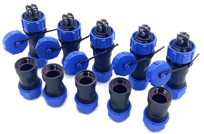 Spina di collegamento per aeronautica SP17 a 2 poli, IP68, 2 pin, senza saldatura, impermeabile, per lampade esterne, 500 V, 10 A (cavo 14 AWG, crimpatura a vite)