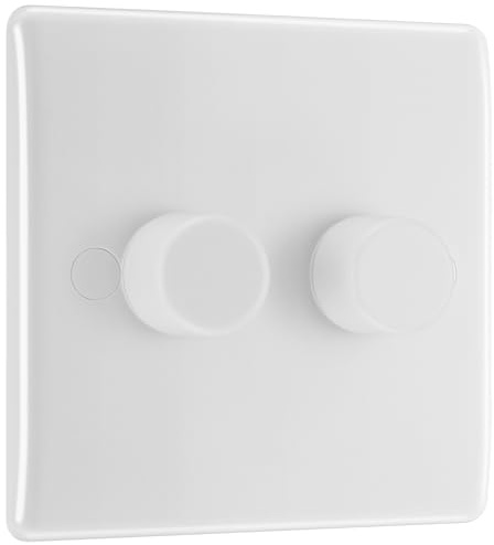 BG Smart Double Slave/Secondary Wall Dimmer Light Switch, App, Voice Assistant and Manual Control, 2-Way, Round Edge, 800 Series, White Moulded, 881S/HC