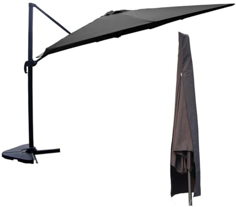 CONCEPT USINE Ensemble Parasol Cesare 3x4m avec Housse Gris