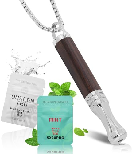 HOKHIM Chaîne respiratoire en bois véritable avec résistance – Outil de gestion du stress et de respiration sans fumée – Avec 2 filtres – Pour hommes et femmes