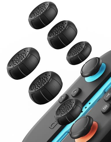 JEMDO Precision Control Switch 2 Thumb Caps, 3-Level Height Joystick Caps (6pcs), Anti-Slip Textured Thumb Grips with Comfortable Grip, Secure Fit & Durable Design for Better Gaming Comfort, Black