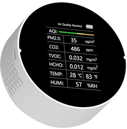 Rilevatore Gas Tuya WiFi Rilevatore Di Qualità Aria 7 In 1 PM2.5 TVOC CO2 HCHO Umidità Temperatura AQI Home Office Monitor Della For Auto(White-No WiFi)