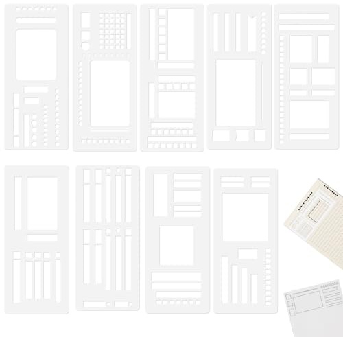 9-teilige handgefertigte flexible Aufzeichnungsvorlage, wiederverwendbare Zeichen- und Journalvorlagen für Bullet Journals, Planer und Notizen | Flexible Linealschablonen für Studenten, zu Hause und