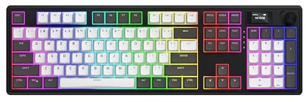 HATOR Skyfall 100 Pro Wireless Teclado Gaming mecánico inalámbrico, Silent Switches, Hot-Swap, RGB, PBT, TFT Screen, 1000Hz, 2.4GHz/Bluetooth 5.3/USB-C, PC/Mac, US/ANSI Layout (QWERTY), Gris/Negro