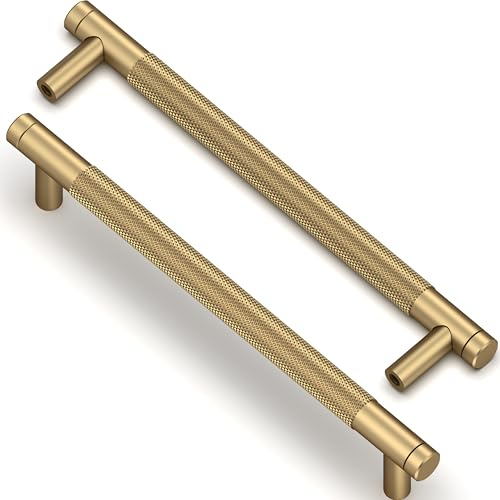 Asimerdeco 10 Pack Champagne Bronze Knurled Cabinet Pulls 6.3 Inch(160mm) Kitchen Cabinet Handles Cabinet Hardware Drawer Pulls