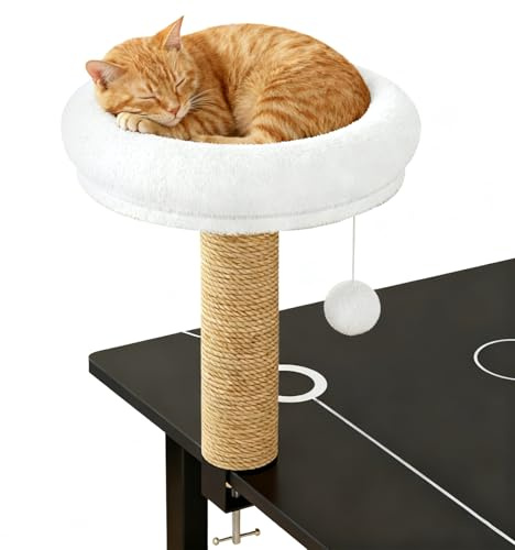 Yurosuis Katzenbett Für Schreibtisch,Kippsicher 360° Drehbar Warm,rutschfest Kätzchen Tischnest | für Indoor Outdoor Nachttisch Winter Fensterbank Schlafzimmer Wohnzimmer Balkon Bücherregal