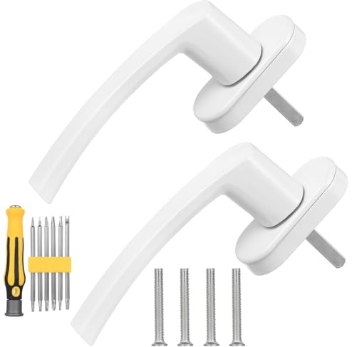 Zhujiehigh 2 Pcs Poignee Fenetre PVC, Poignée de Fenêtre en Aluminium Blanche, Poignee Porte Fenetre pour Porte-Fenêtre en PVC UPVC