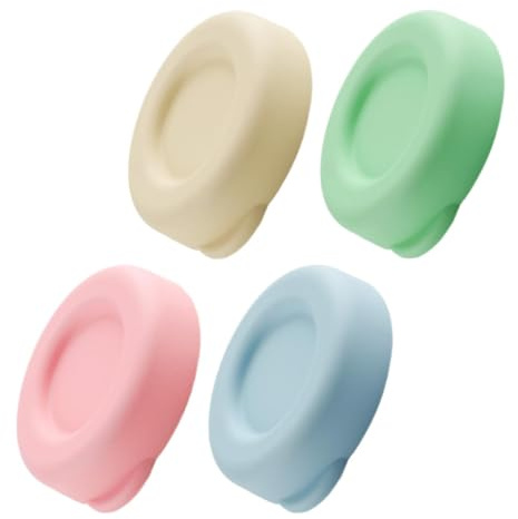 Lotsdonxia 4-Pack Silicone Milk Bottle Lids, 48mm Reusable Colourful Replacement Caps for Glass Bottles – Leakproof & Dishwasher Safe
