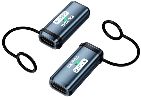 SinLoon USB4 Female to Female Adapter, 240W PD 3.1 Charging, 120Gbps Data Transfer, 16K@60Hz Video, Compatible with Thunderbolt 4/3/USB4, for Laptop, Monitor, SSD Cable Extension (C-C)