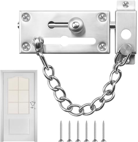 Türkettchen, Türschlösser aus Edelstahl, abschließbare Türkettchen und Türsicherheitsketten (inkl. Schrauben) – Geeignet als Diebstahlschutz für Türen in Hotels, Privathäusern und Wohnungen.
