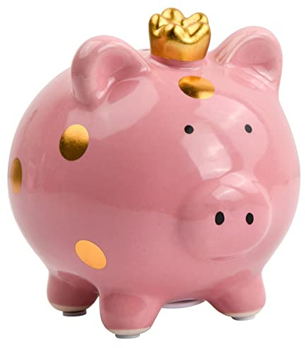 Sparschwein Keramik, Sparbüchse Schwein, Spardose Erwachsene Kinder, Glücksschwein Spardose Hochzeit Geburtstag Weihnachten Neujahr Gechenkidee (Rosa)