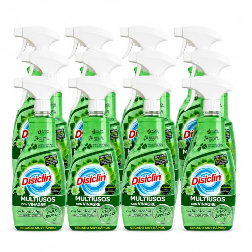 Disclin Limpiador Multiusos Max Brillo con Vinagre Spray 750 ml | Pack 12 unidades | Limpieza Hogar | RASMACOR