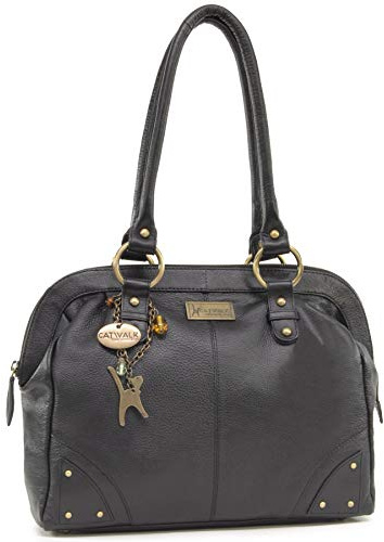 Catwalk Collection Handbags - Damen Leder Schultertasche - Handtasche Groß - Arbeitstasche für Notizbuch A4 - Doctor Bag