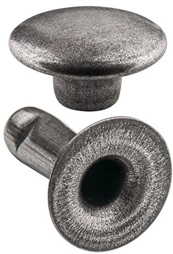 100 Doppel-Hohlnieten Ziernieten 2-teilig 9mm „9/10” aus Eisen (nickelfrei), Finish: Silber-antik