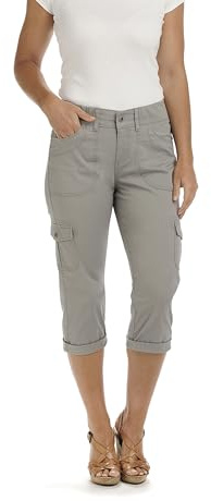 Lee Austyn Pantacourt Cargo avec Taille en Tricot pour Femme, Coupe décontractée, Gris, 44