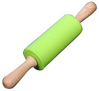 Dimart Rouleau à pâtisserie en silicone antiadhésif avec poignée en bois pour enfants