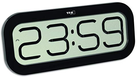 TFA Dostmann Bim Bam Funk-Wanduhr, 60.4514.01, Stundenschlag mit 5 verschiedenen Klängen, Lautstärke einstellbar, großes Display Stunden, Minuten und Sekunden, schwarz, L 321 x B 28 (90) H 140 mm