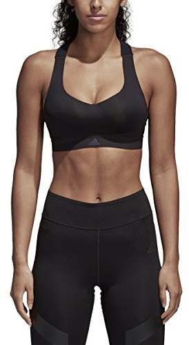 adidas Womens Training Committed Racer Sports Bra, Black, 30C