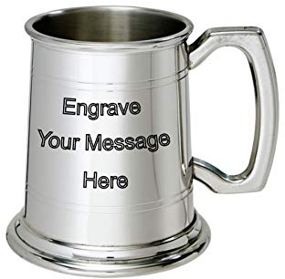 Wentworth Pewter Bierkrug aus Zinn, mit Liniendetail, Bierkrug, personalisierbar graviert, kostenlos, Hochzeit, Geburtstag, Ruhestand, Sporttrophäe, Papa, Geschenk
