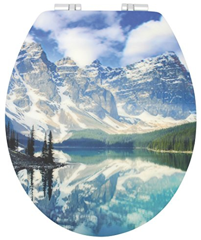 Sanwood 6099037 WC-Sitz ROCKY MOUNTAINS 3D faszinierende Tiefenwirkung, Reversed-Edge-Form, Absenkautomatik Soft-Close