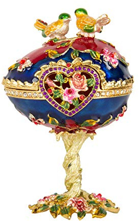 QIFU Hand Painted Easter Egg Style Decorative Enameled Trinket Box Hinged Unique Gift for Family(QF1469B) …