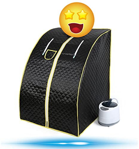 Turefans Cabine de Sauna Vapeur Sauna Maison Portable Mobile Hammam et Sauna，1000W (Noir)