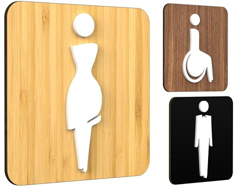 SIGNS - Elegant, Set 3x - Geprägte Toiletten Schild Türen CA106- Türschild WC Damen Herren Behinderten - Toilettenschild Wc Tuerschilder - WC behinderten schild (Quadratisch)