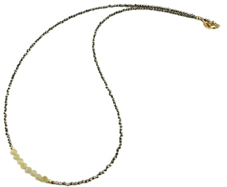 Pyrit Kette mit Welo Opal Edelstein Collier mit 925 Silber vergoldet