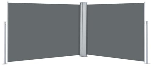 vidaXL Seitenmarkise Ausziehbar Sonnenschutz Sichtschutz Windschutz Seitenrollo Seitenwandmarkise Balkon Garten Terrasse Anthrazit 120x1000cm