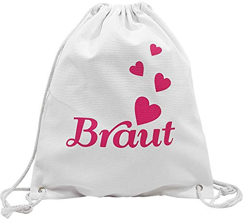 Frau WunderVoll® JGA Rucksack Turnbeutel Braut weiß/junggesellenabschied, Mädchen, Braut, Hochzeit, JGA Deko, JGA Accessoires, Mädelsabend, Traumbraut