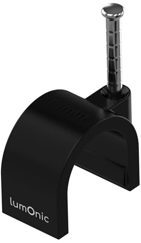 Lumonic 100x Nagelschelle 14mm für Kabel schwarz - Kabelschelle mit 30mm Nagel z.B. zur Befestigung an der Wand - Kabelklemmen verschiedene Größen 4-14mm