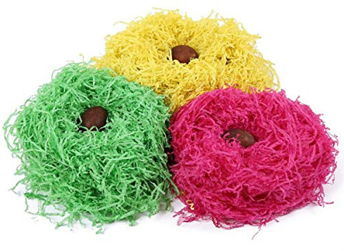 Påskgräs återvinningsbar strimlad påskkorg gräs presentkorg fyllningspapper fluffigt gräs dekorationer korg fyllning presentförpackning för påskägg jakt festtillbehör 3 färger grön ros röd gul