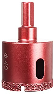 Meccion Diamond Drill Bit Brazed Core Hole Saws, Performance Hollow Hole Cutter for Glass/Tile/Granite/Marble/Porcelain (40mm)